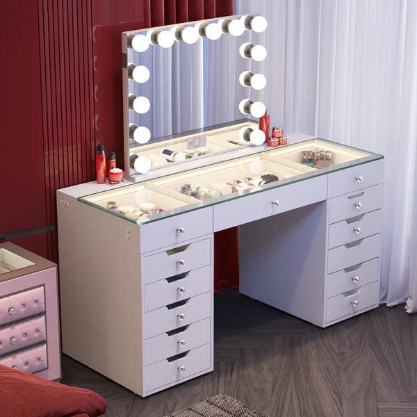 Eva Vanity Desk - 13 Storage Drawers