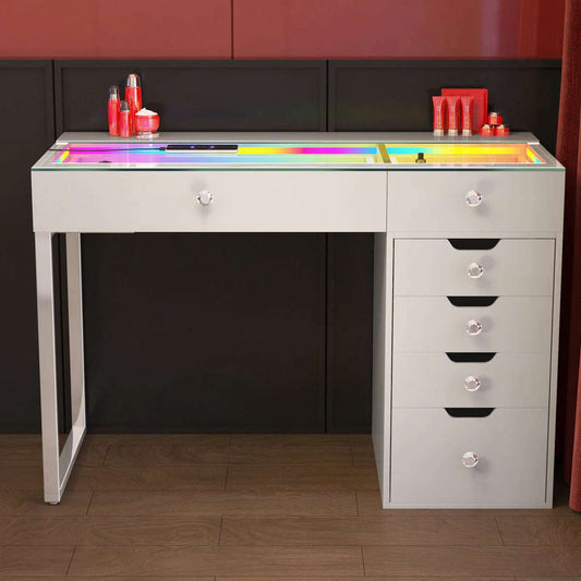 Vanity Desk RGB - 6 Storage Drawers