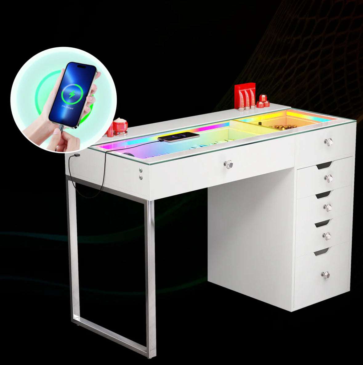 Vanity Desk RGB - 6 Storage Drawers