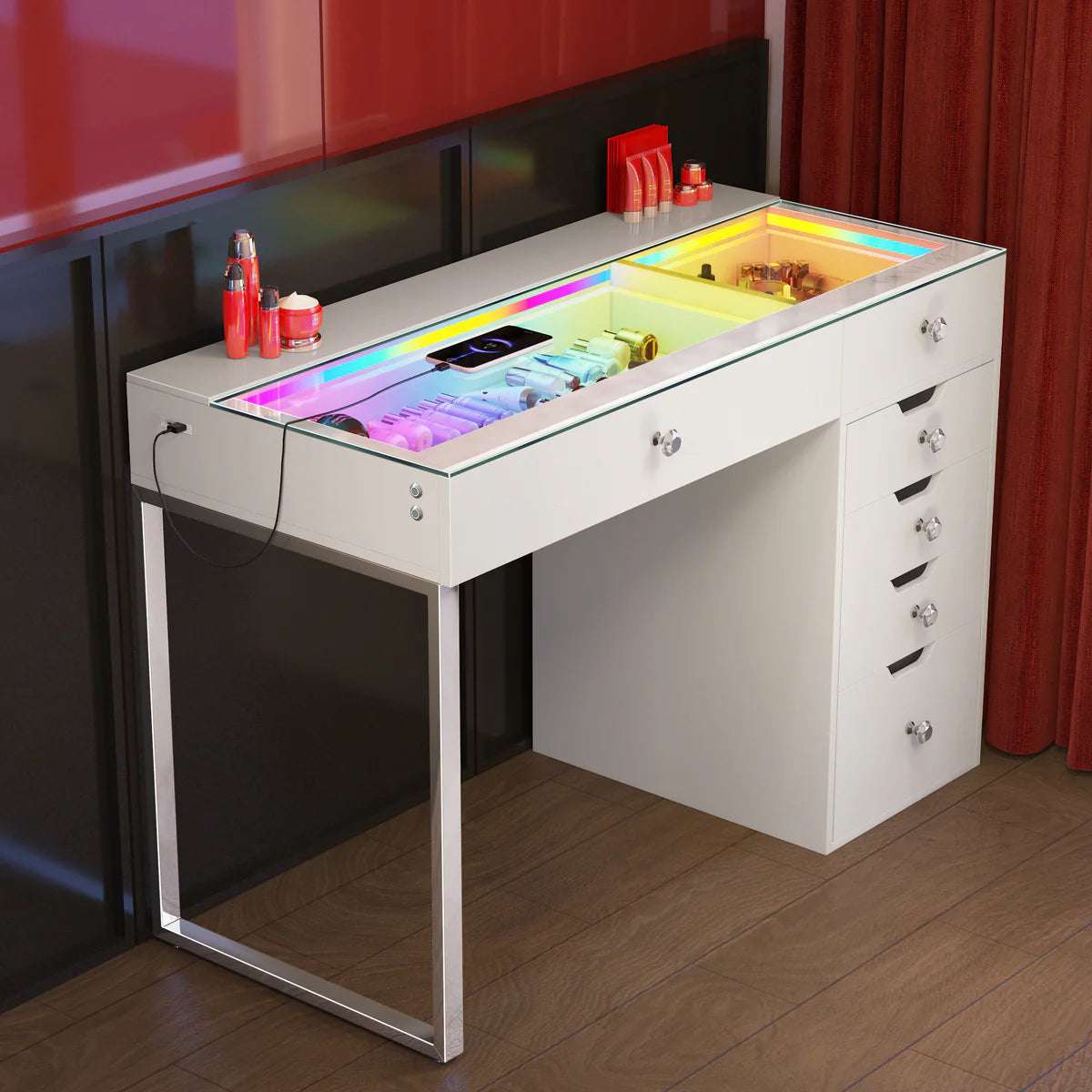 Vanity Desk RGB - 6 Storage Drawers