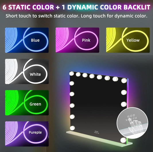 Eva-RGB Vanity Desk & Hollywood Glow Mirror