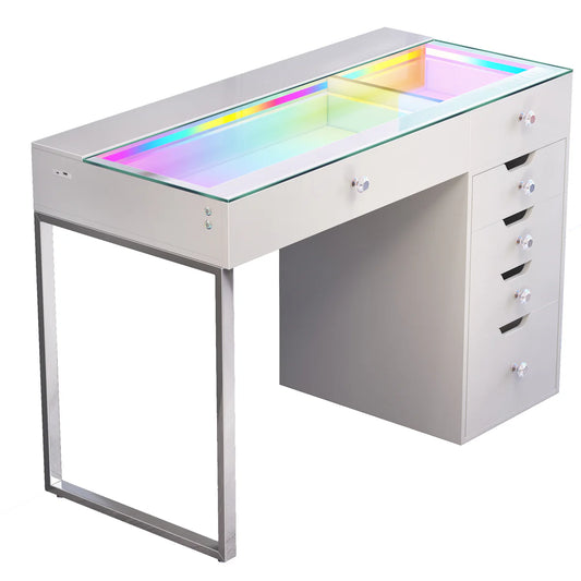 Vanity Desk RGB - 6 Storage Drawers