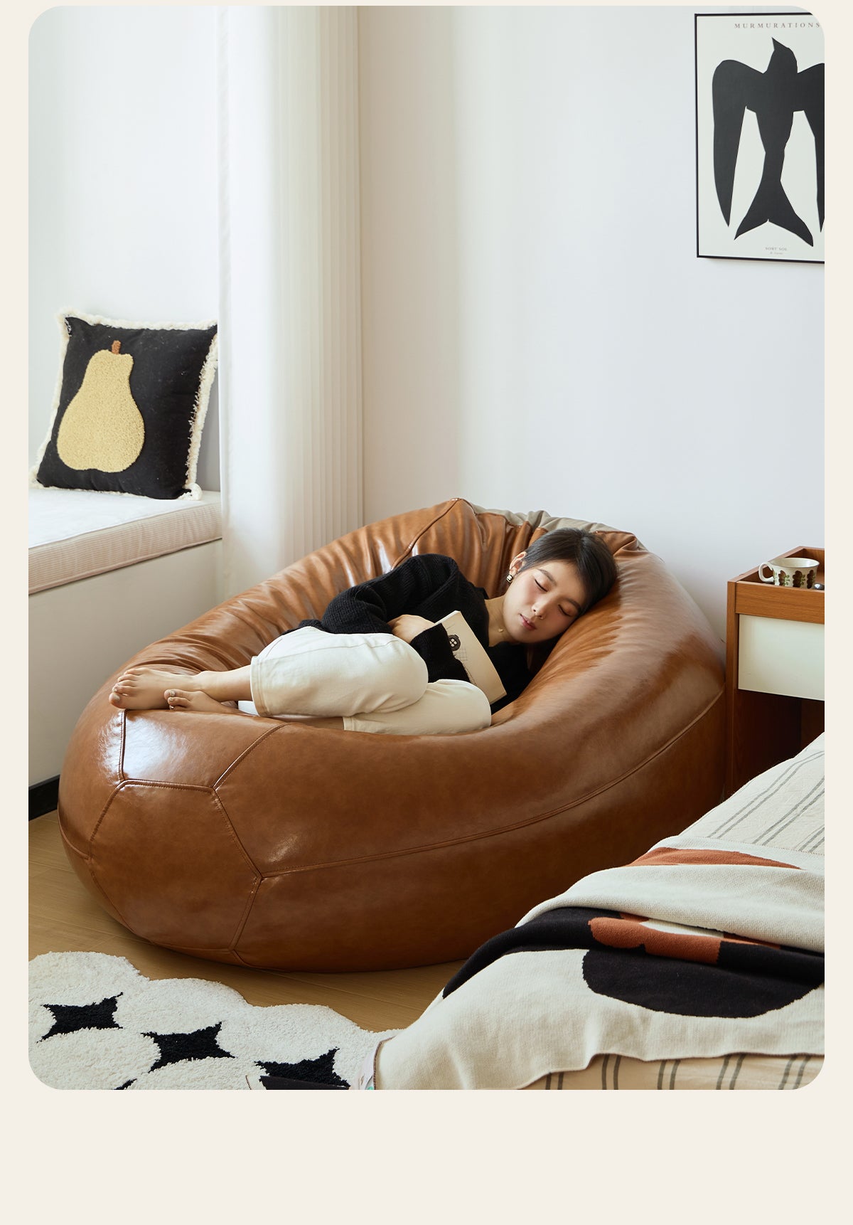 Little Four Reclining Ins Leather Creative Bean Bag Sofa