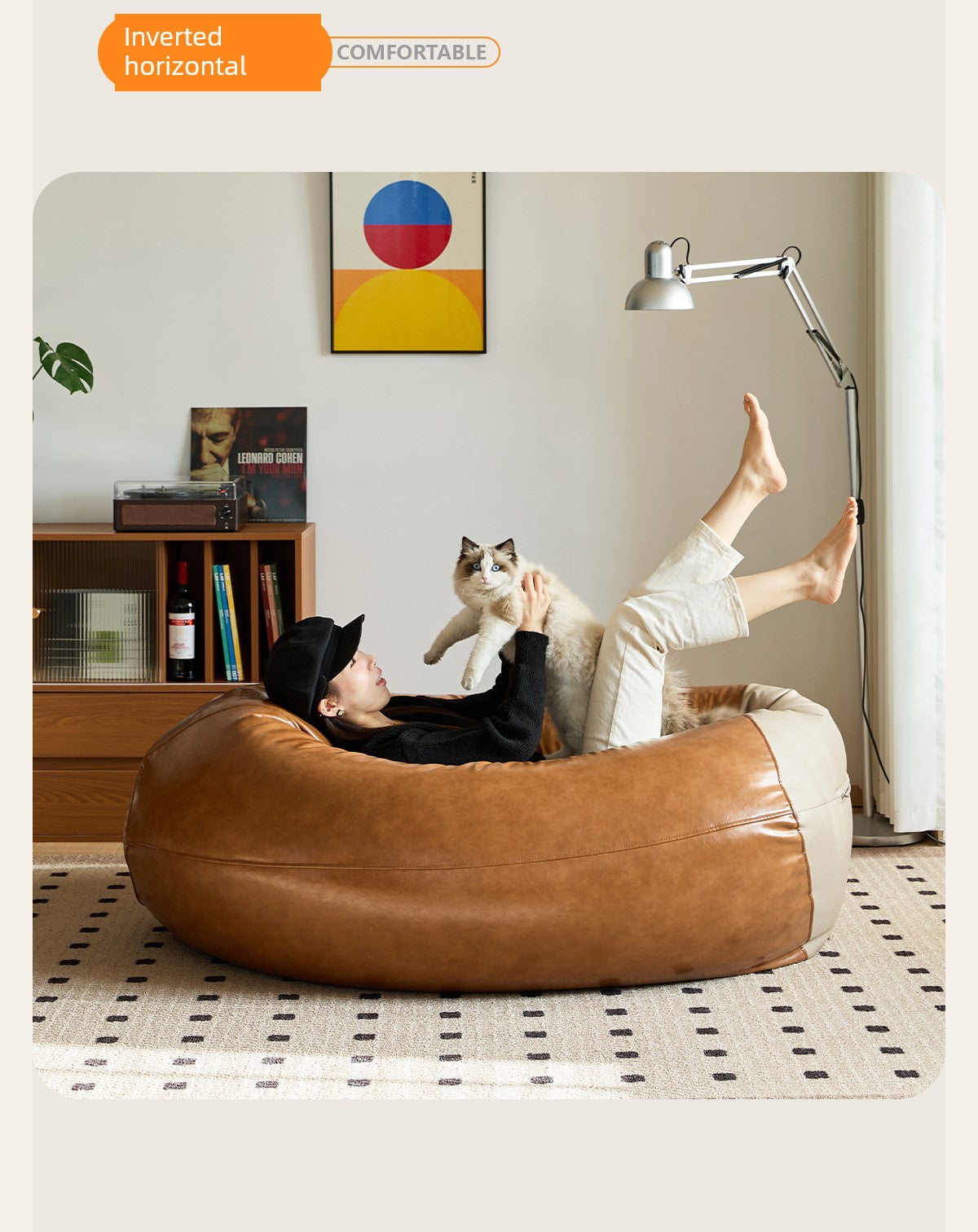Little Four Reclining Ins Leather Creative Bean Bag Sofa