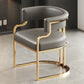 Beige Designer Dining Chairs with Gold Legs & Floor Protectors
