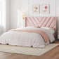 Queen Upholstered Platform Bed with Tufted Wingback Headboard & Wooden Slat Support