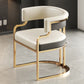 Beige Designer Dining Chairs with Gold Legs & Floor Protectors