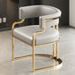 Beige Designer Dining Chairs with Gold Legs & Floor Protectors