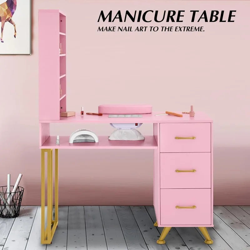 Nail desk station, Equipped with Dust Collector.