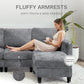 118" U-Shaped Modular Sofa with Ottoman & Foldable Side Table, Brown