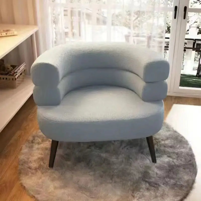 Modern Lambswool Accent Chair with Curved Backrest for Living Room & Bedroom