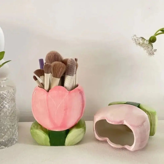 Ceramic Flower Makeup Brush Storage