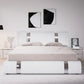 Queen Size Faux Leather Platform Bed with Iron Decor & Adjustable Curved Headboard