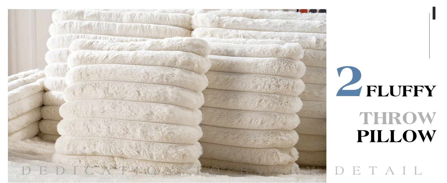 53" Off-White Upholstered Chaise Lounge Sleeper with Pillows & Armrests