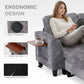 118" U-Shaped Modular Sofa with Ottoman & Foldable Side Table, Brown