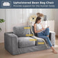 Two-Seat Upholstered Bean Bag Sofa with Pillows & Armrests, Fluffy Loveseat