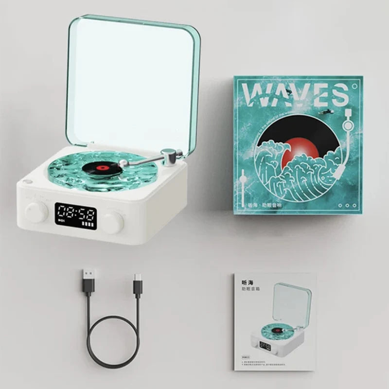 Speaker Wireless Bluetooth Vinyl Record Player Stereo Sound RGB Projection Lamp Effect