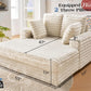 53" Off-White Upholstered Chaise Lounge Sleeper with Pillows & Armrests