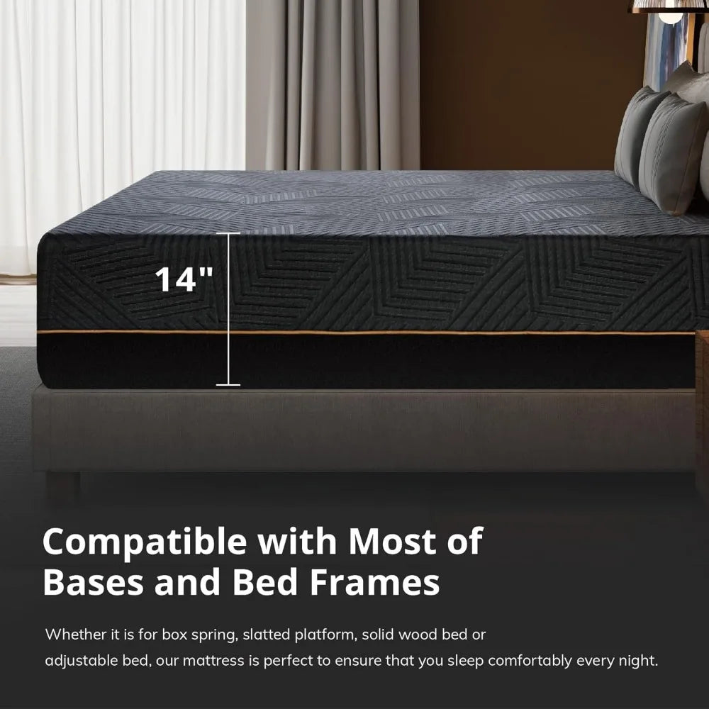 Cooling Gel Memory Foam Mattress for Back Pain, Made in USA & CertiPUR-US Certified