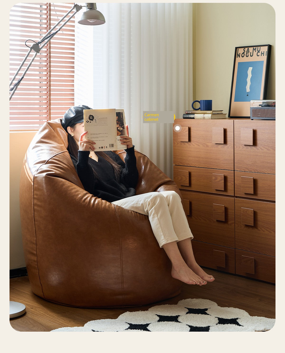 Little Four Reclining Ins Leather Creative Bean Bag Sofa