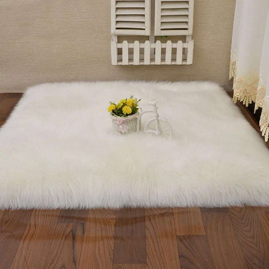 Soft Sheepskin Bedroom Carpet White Rugs Bed  Room