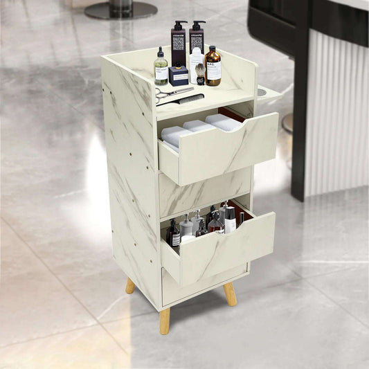 Station Organizer Equipment with 2 Hair Dryer Holders and 4 Drawers for Spa