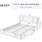 Queen Size Faux Leather Platform Bed with Iron Decor & Adjustable Curved Headboard