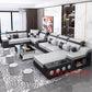 MANBAS Modern Sectional Sofa with Chaise Lounge, Bluetooth Speakers & USB Ports
