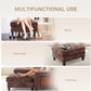 118" U-Shaped Modular Sofa with Ottoman & Foldable Side Table, Brown