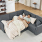 Jocisland 85" Oversized L-Shaped Sleeper Sofa Bed with Pull-Out & Storage Seat