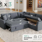 Jocisland 85" Oversized L-Shaped Sleeper Sofa Bed with Pull-Out & Storage Seat