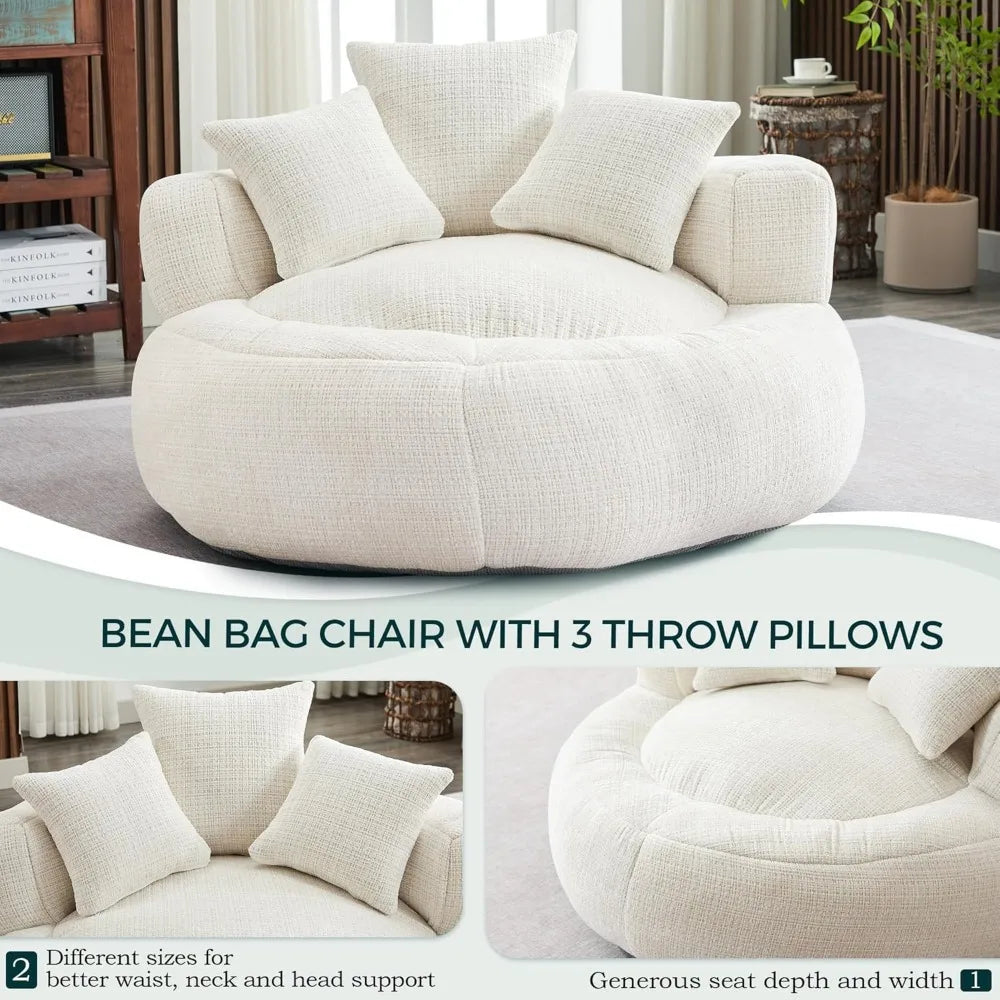 Large Oversized Bean Bag Sofa for Adults with Pillows & Foam Filling
