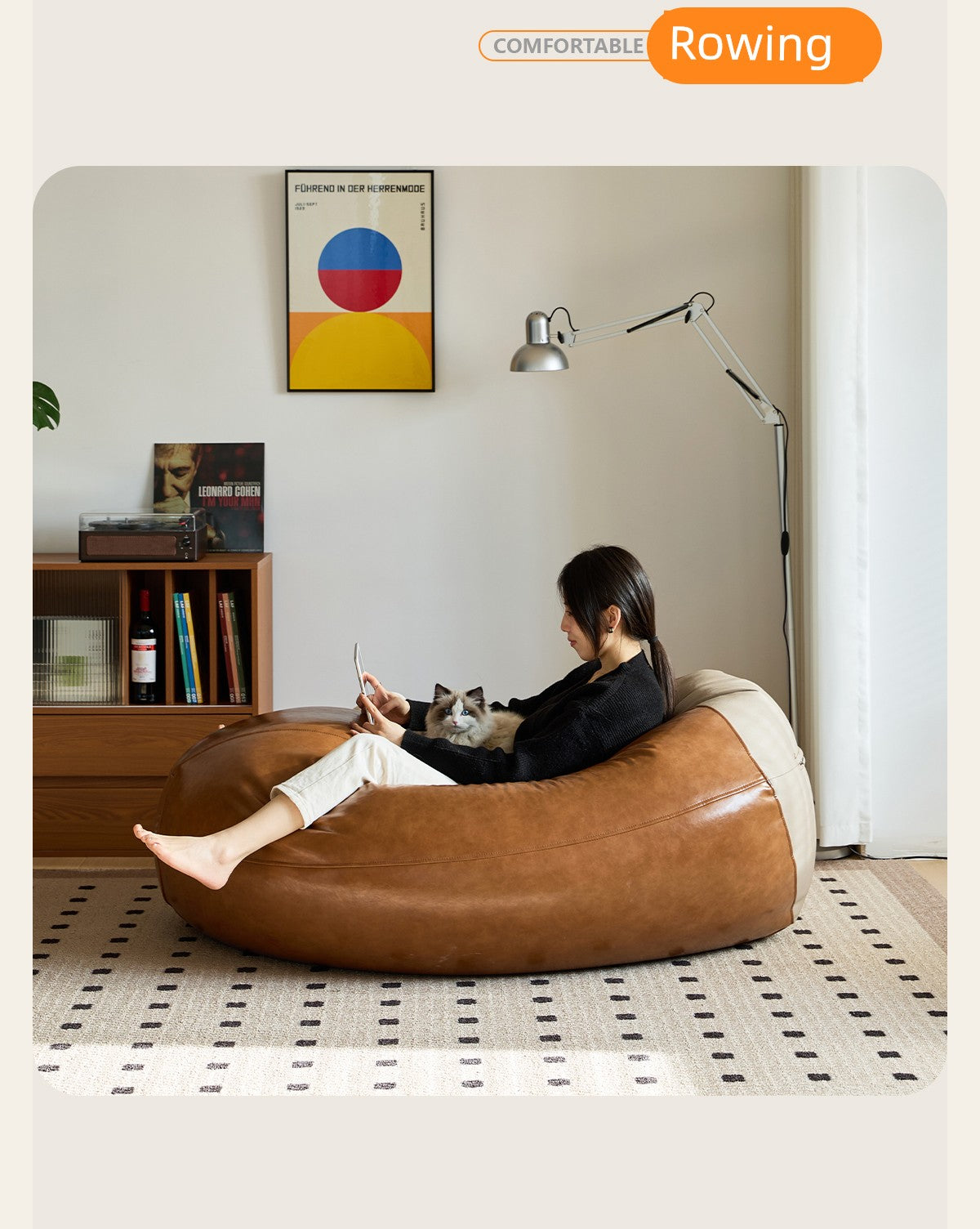 Little Four Reclining Ins Leather Creative Bean Bag Sofa