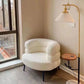 Modern Lambswool Accent Chair with Curved Backrest for Living Room & Bedroom