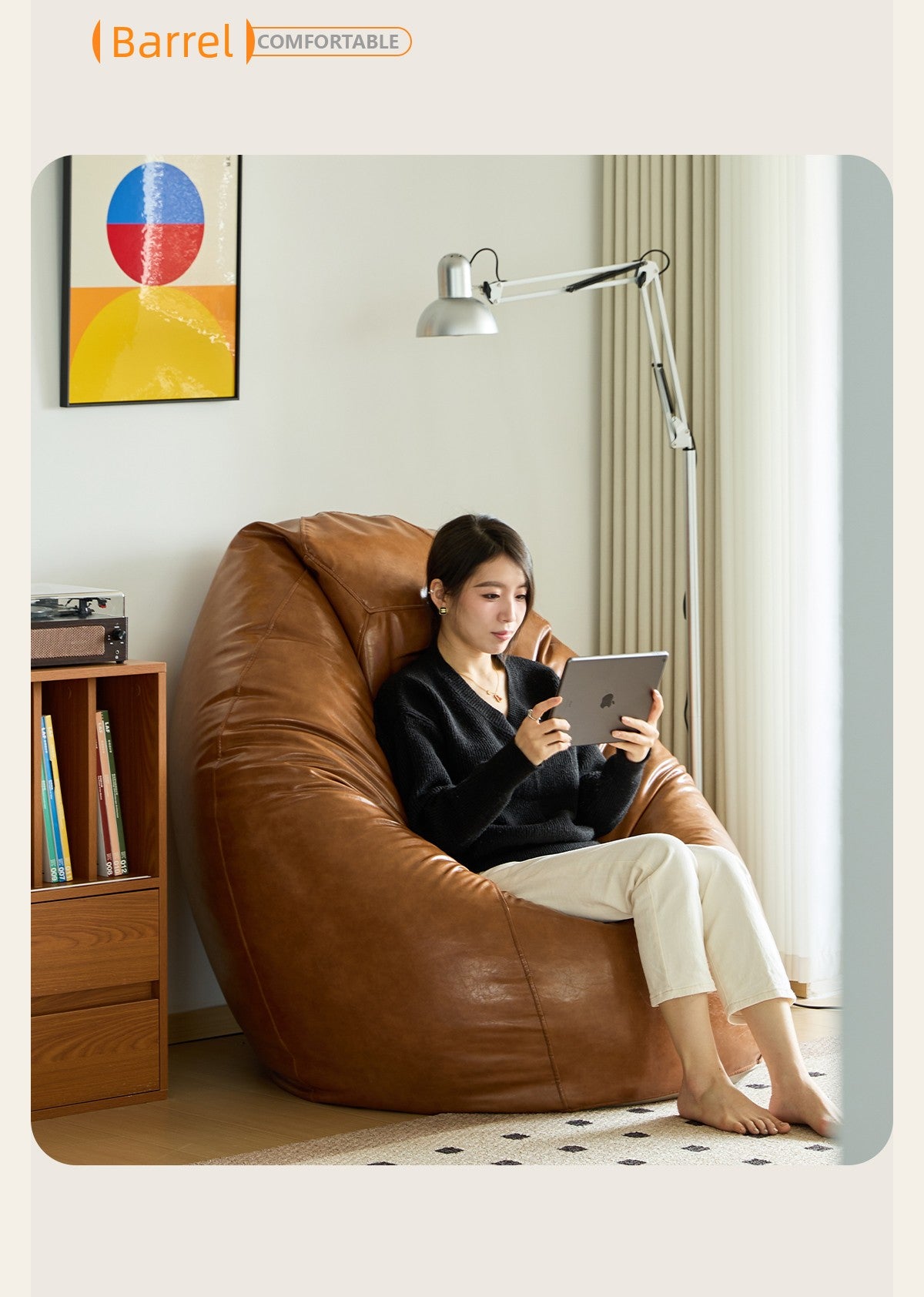 Little Four Reclining Ins Leather Creative Bean Bag Sofa