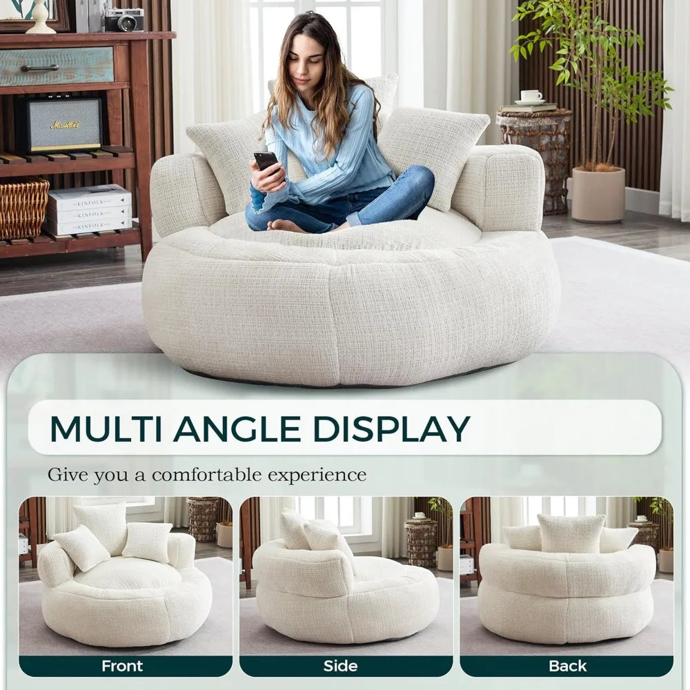 Large Oversized Bean Bag Sofa for Adults with Pillows & Foam Filling