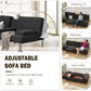 Modern Linen Convertible Futon Sofa Bed with Removable Armrests & Cup Holders