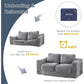 Two-Seat Upholstered Bean Bag Sofa with Pillows & Armrests, Fluffy Loveseat