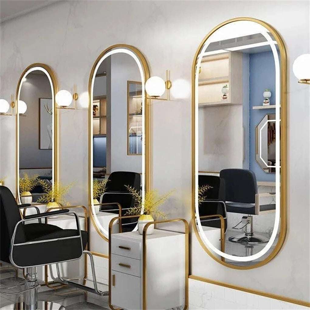 LED Mirror Oval Illuminated Wall Mirror Gold Frame