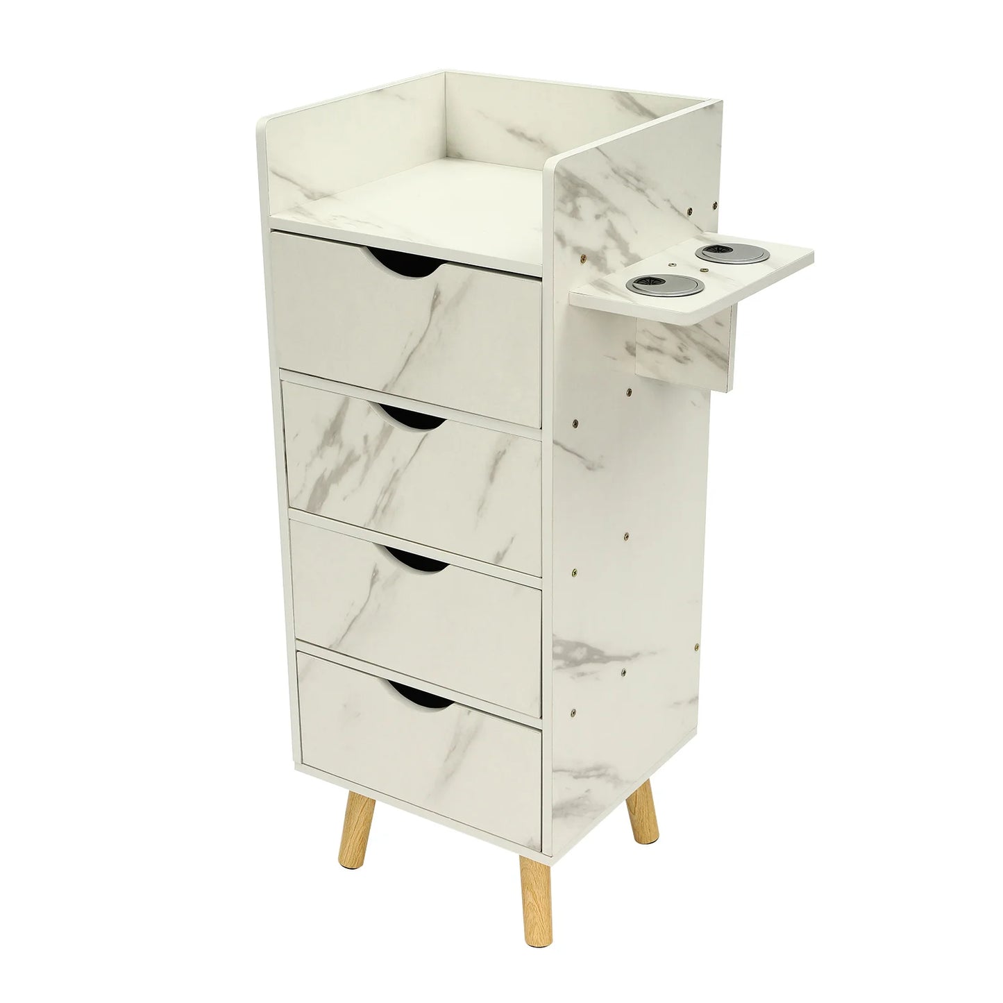 Station Organizer Equipment with 2 Hair Dryer Holders and 4 Drawers for Spa