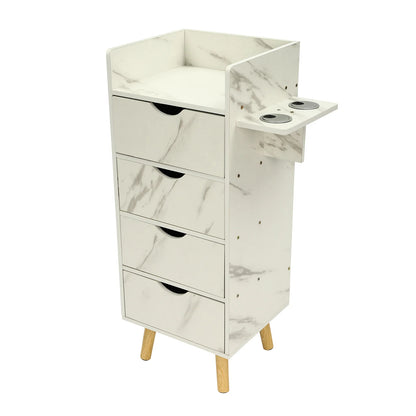 Station Organizer Equipment with 2 Hair Dryer Holders and 4 Drawers for Spa