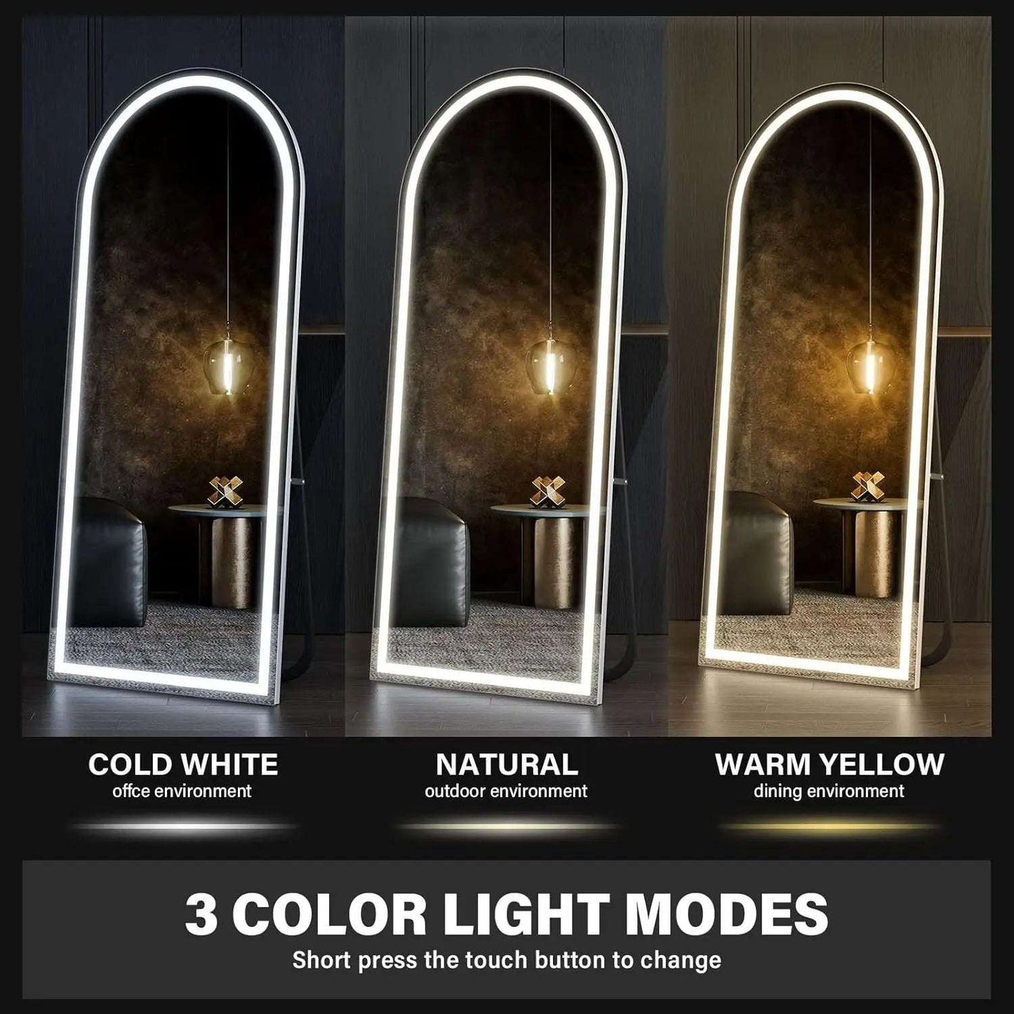 Full Length Mirror with LED Lights, LED Floor Mirror