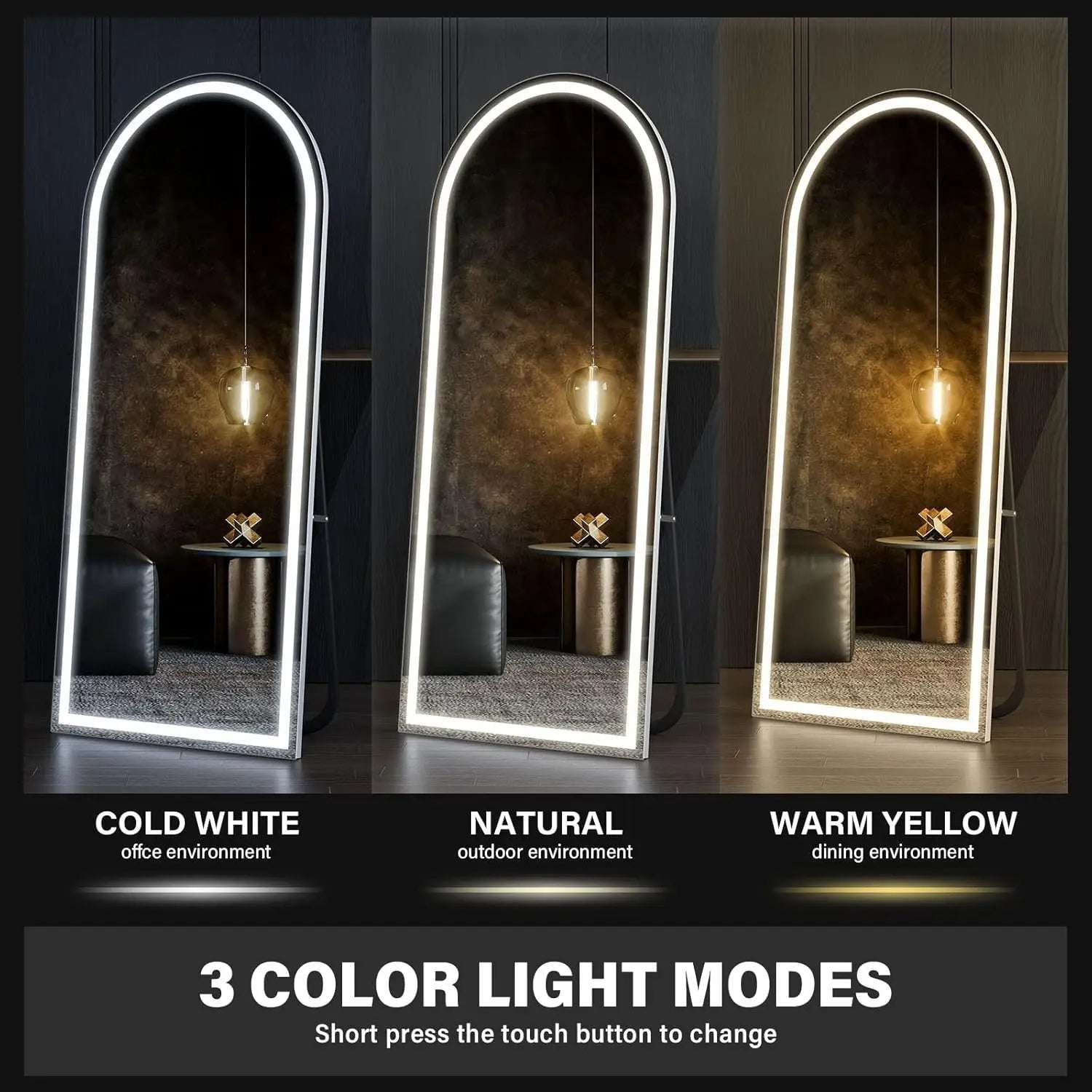 Full Length Mirror with LED Lights, LED Floor Mirror