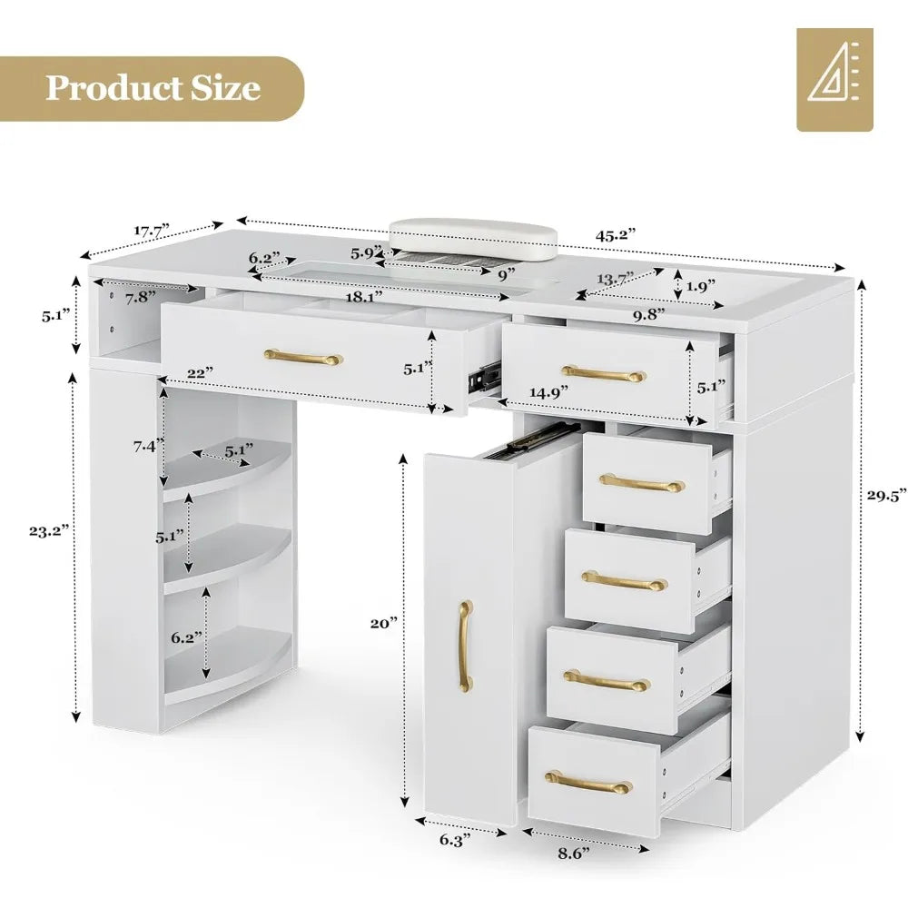 Table Nail Station , Glass Top Nail.