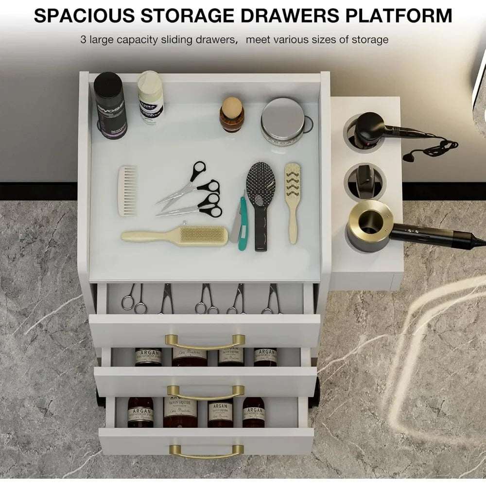 Beauty Salon Storage Trolley Cart,Salon Styling Station Cabinet.