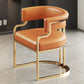 Beige Designer Dining Chairs with Gold Legs & Floor Protectors