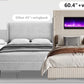 Modern Queen Size Wingback Platform Bed Frame with Built-in Fireplace