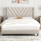 Queen Upholstered Platform Bed with Tufted Wingback Headboard & Wooden Slat Support