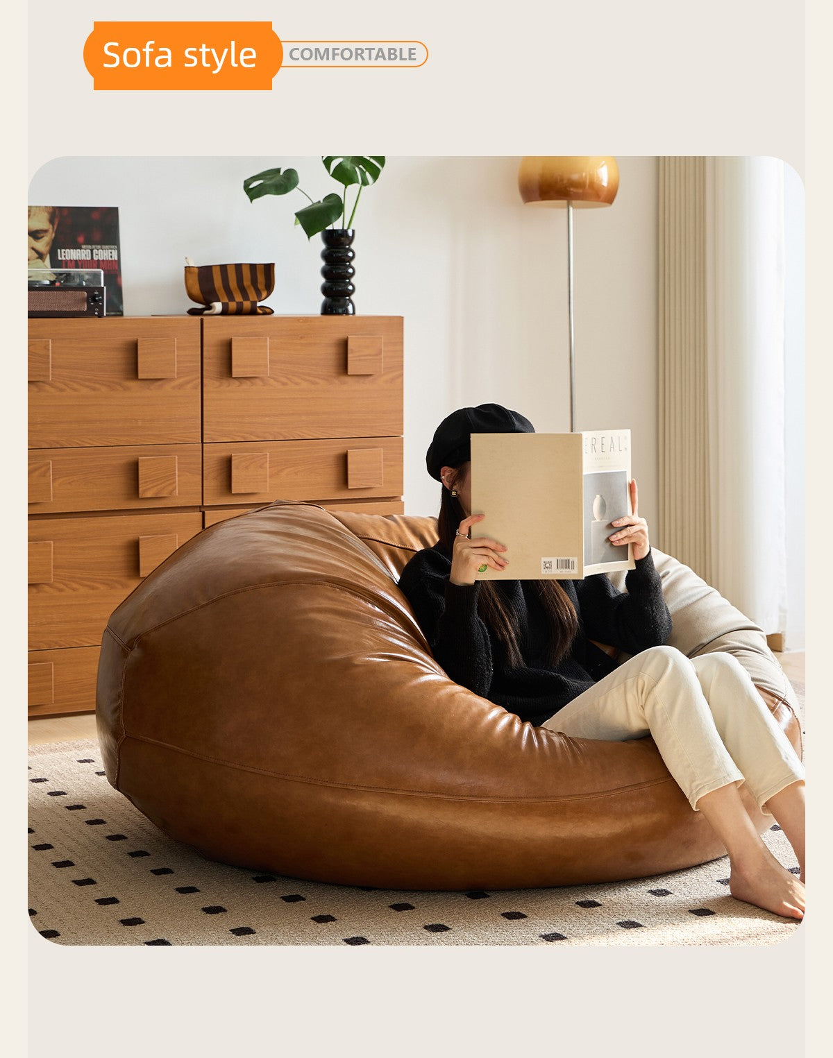 Little Four Reclining Ins Leather Creative Bean Bag Sofa
