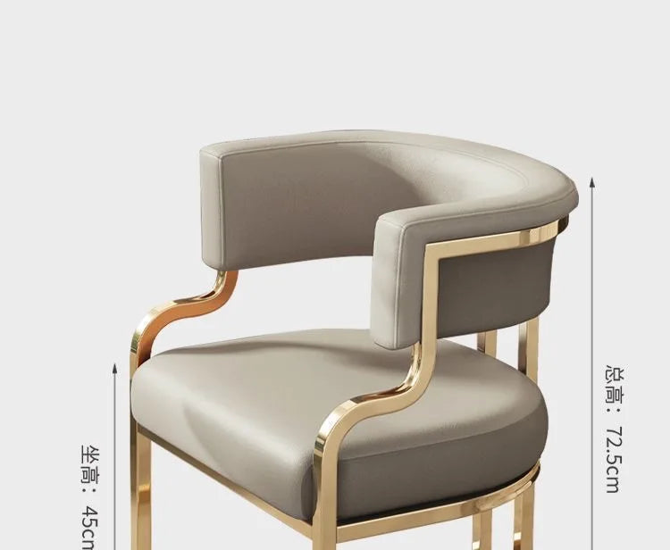 Beige Designer Dining Chairs with Gold Legs & Floor Protectors